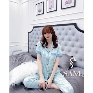 Bộ lụa mặc nhà Sam tay cộc quần dài