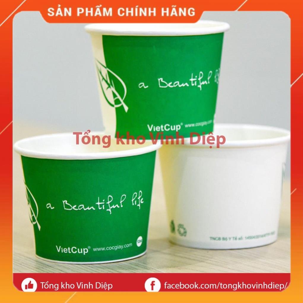 Set 50 cốc giấy tô bát giấy 12oz 360ml dùng 1 lần đựng cháo, chè, kem, đồ ăn nóng lạnh