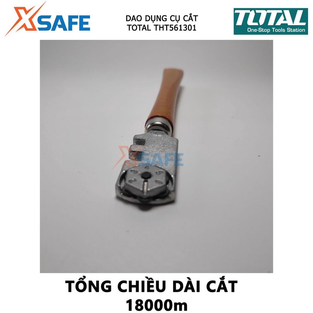 Dao cắt kiếng TOTAL THT561301 | dụng cụ bẻ kính Tay cầm bằng gỗ, Lưỡi cắt kính có 6 bánh cắt, Chiều dài: 130mm