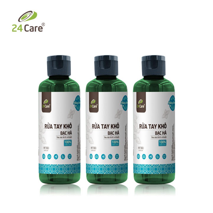 Bộ 10 Nước rửa tay khô tinh dầu Bạc Hà 24Care 100ML– diệt khuẩn 99,9% | BigBuy360 - bigbuy360.vn