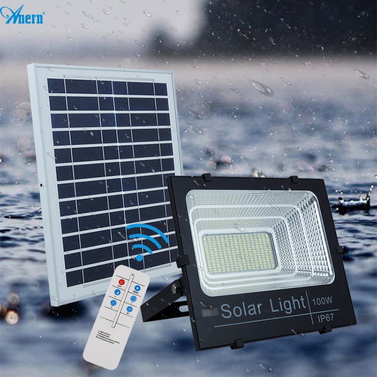 Đèn pha LED năng lượng mặt trời 100W-Có remote và báo pin (Mã: JD8800L)