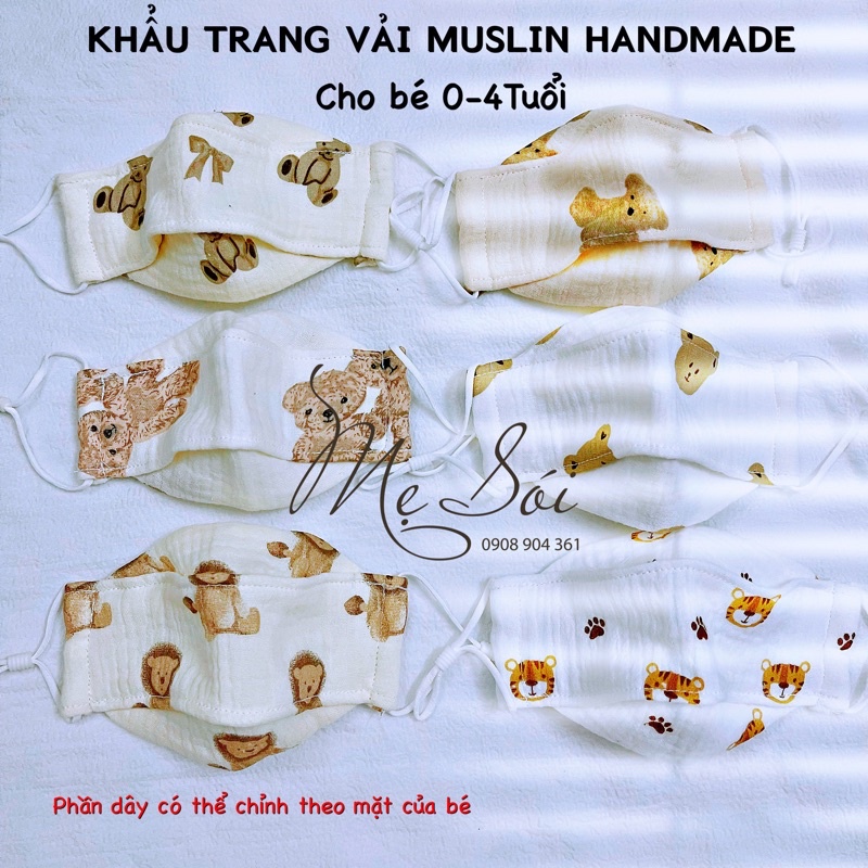 Khẩu trang vải 𝗟𝗜𝗡𝗘𝗡 cho bé 0-4 tuổi