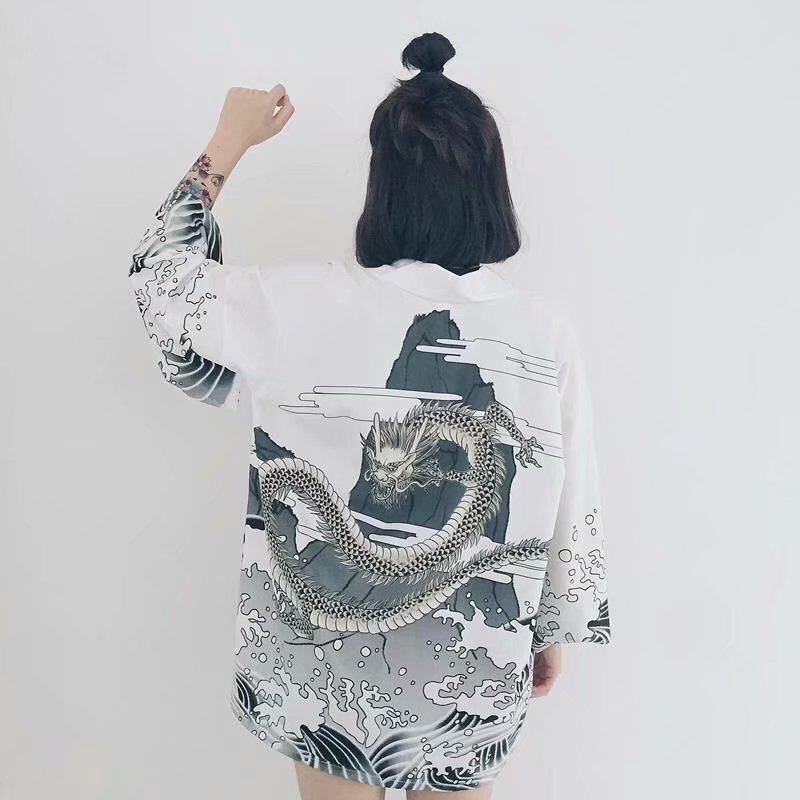 Áo khoác Kimono tay lỡ dáng rộng thời trang theo phong cách nhật bản