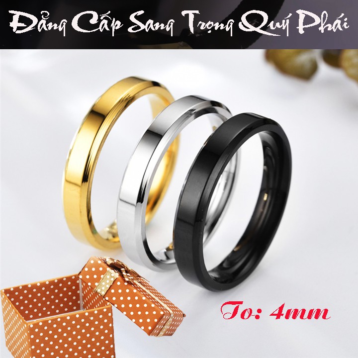 Nhẫn titan trơn 4 ly vát cạnh siêu đẹp, bền màu - tặng hộp - Mang lại vẻ đẹp quyến rũ cho đôi tay của bạn