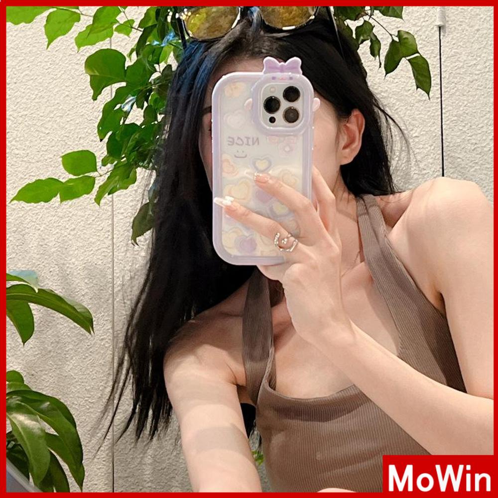 Ốp điện thoại silicon trong mịn in tim tím thích hợp cho iPhone 11 Pro Max 13 Pro Max 12 Pro Max 7Plus xr XS Max