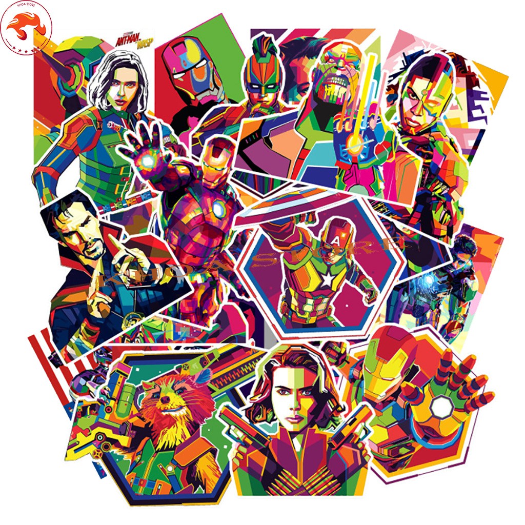 Sticker graffiti siêu anh hùng Marvel hot nhất chống nước hình dán xe vali laptop mũ bảo hiểm bàn học nhạc cụ ván trượt