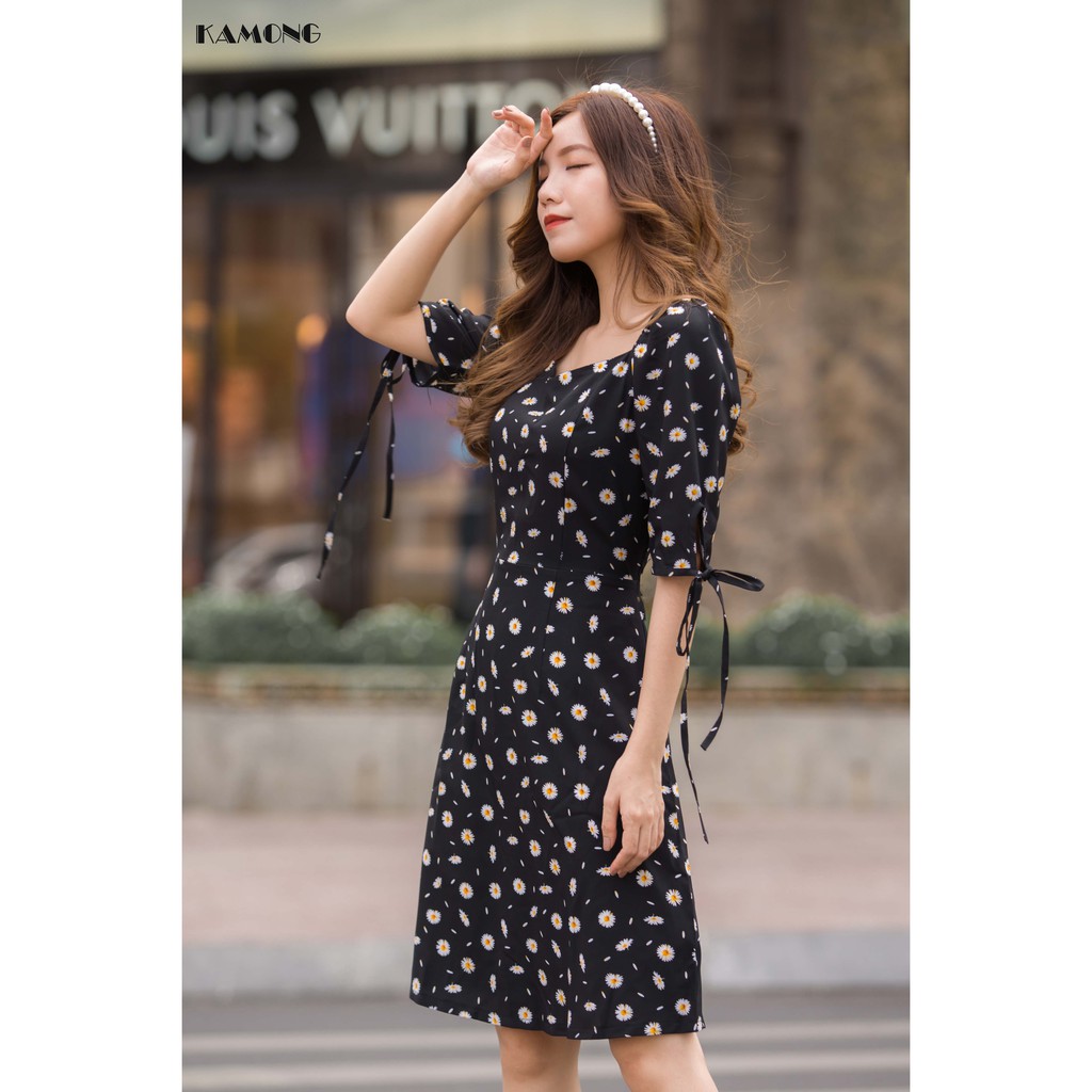Đầm hoa nhí cổ vuông KAMONG D089 | BigBuy360 - bigbuy360.vn
