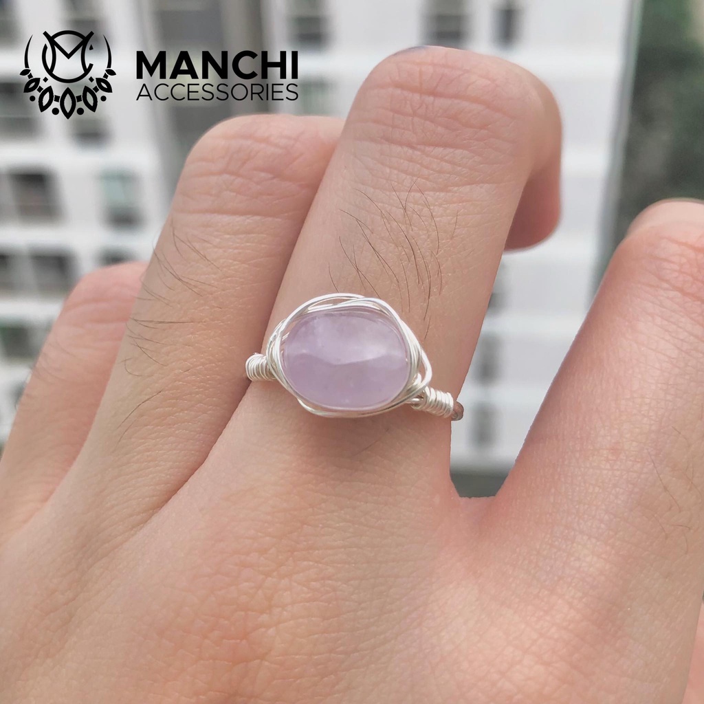 Nhẫn handmade gemstone/natural stone dây bạc nhiều mẫu mới