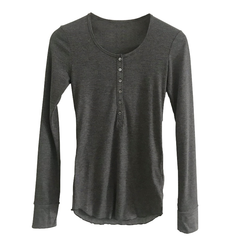 Áo kiểu SUXI dài tay cổ chữ V màu sắc đơn giản thời trang mùa thu cho nữ