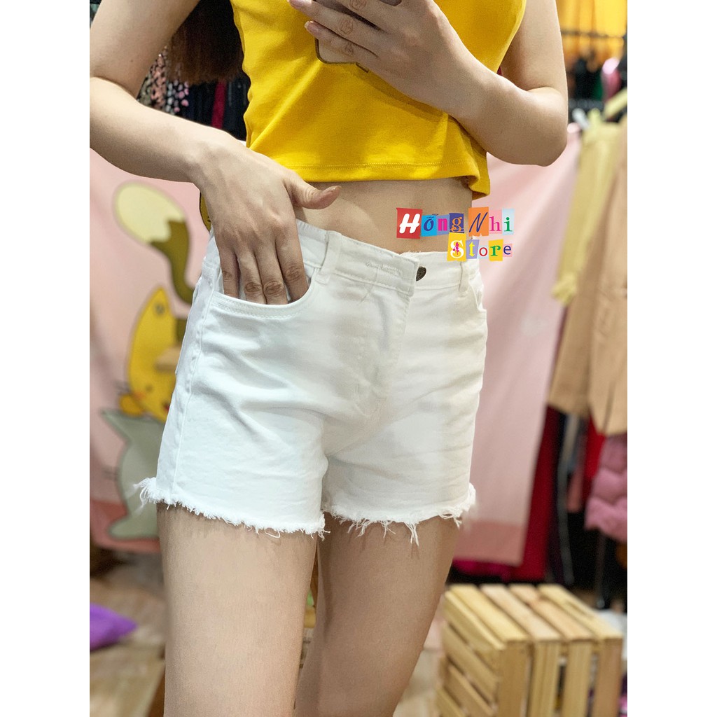 QUẦN SHORT JEAN QUẦN ĐÙI JEAN TRẮNG LƯNG CAO TƯA LAI