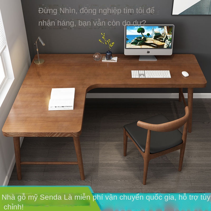 Bàn góc bàn máy tính bàn làm việc bằng gỗ nguyên khối bàn viết nhà bàn góc chữ L văn phòng bàn học viết bàn ghế kết hợp