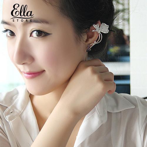 Ellastore 1Pc Elegant Women Crystal Ear Clip Butterfly Earring Stud for Left Ear