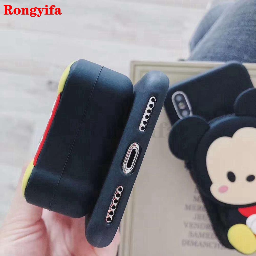 Ốp điện thoại gắn ví hình Doraemon/Stitch/Minnie 3D cho Xiaomi Redmi K30 Pro Poco X2 Note 8T 8 Pro