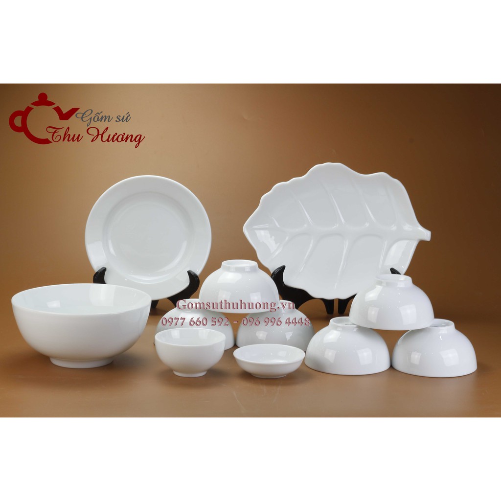 Bộ đồ ăn Bát Tràng men trắng (chọn 6 set)