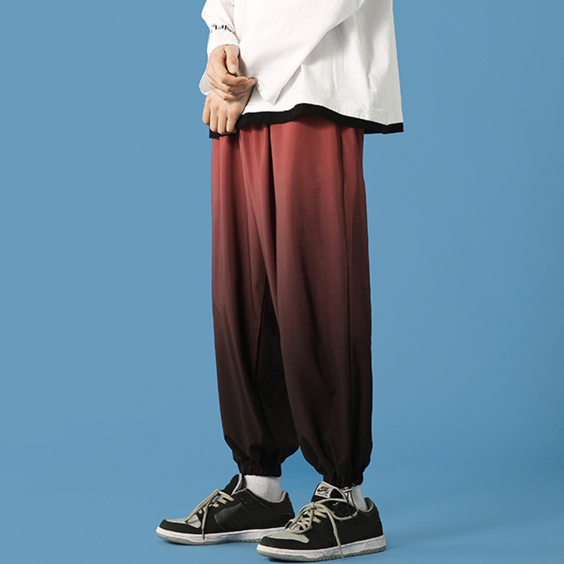 Xiangbao Quần Jogger Dây Rút Dáng Rộng Cỡ Lớn Viền Màu Gradient Tương Phản Phong Cách Hip Hop Harajuku Cho Nam