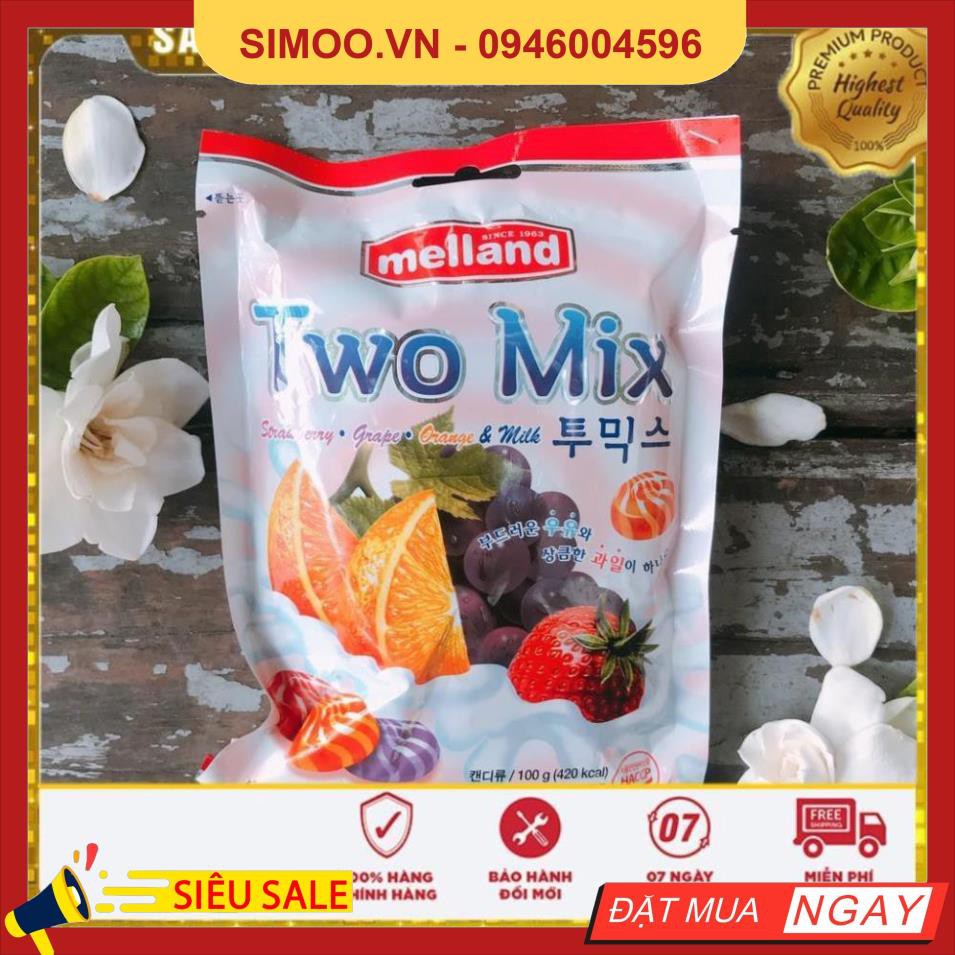 💥 ⚡ SẢN PHẨM CHÍNH HÃNG   KẸO MELLAND TWO MIX VỊ HOA QUẢ GÓI 100G