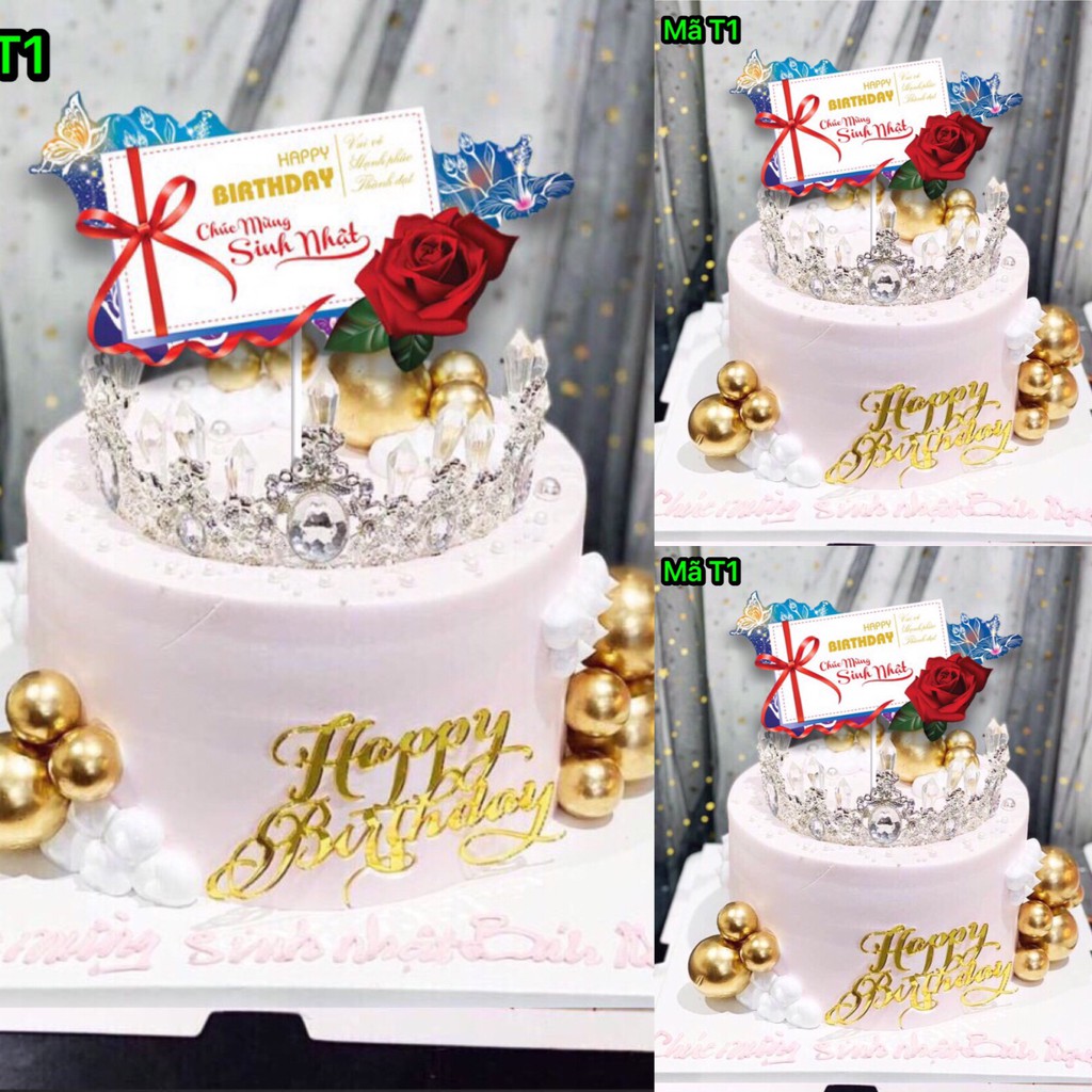 Phụ Kiện Bánh Sinh Nhật Bánh Kem - SET 10 THẺ GIẤY CHÚC MỪNG SINH NHẬT mẫu T1