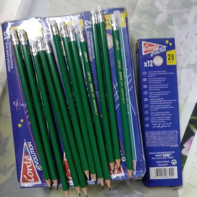 Hộp 12 cây bút chì 2B xanh, viết chì xanh