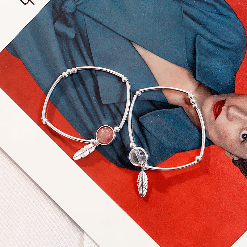 Vòng Tay Đính Hạt Lông Vũ Đơn Giản Thời Trang Hàn Quốc