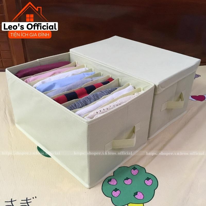 Hộp đựng quần áo chia ngăn bằng vải tiện lợi, khay túi vải đựng đồ 7, 9 ngăn cỡ lớn tiện dụng Leos Official