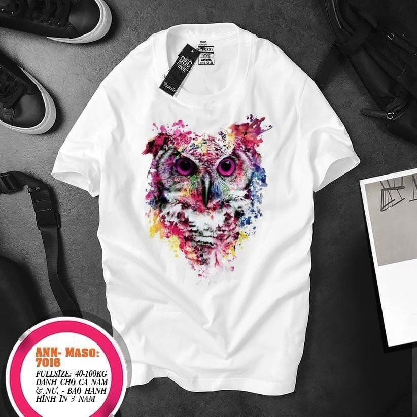 Áo thun Nam Nữ Unisex mẫu Cú Mèo 7 sắc cực xinh mặc 4 mùa AT244