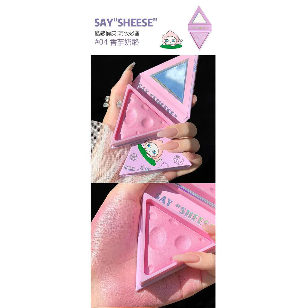 Phấn má một màu trang điểm bắt sáng tự nhiên thiết kế hình viên phô mai độc đáo