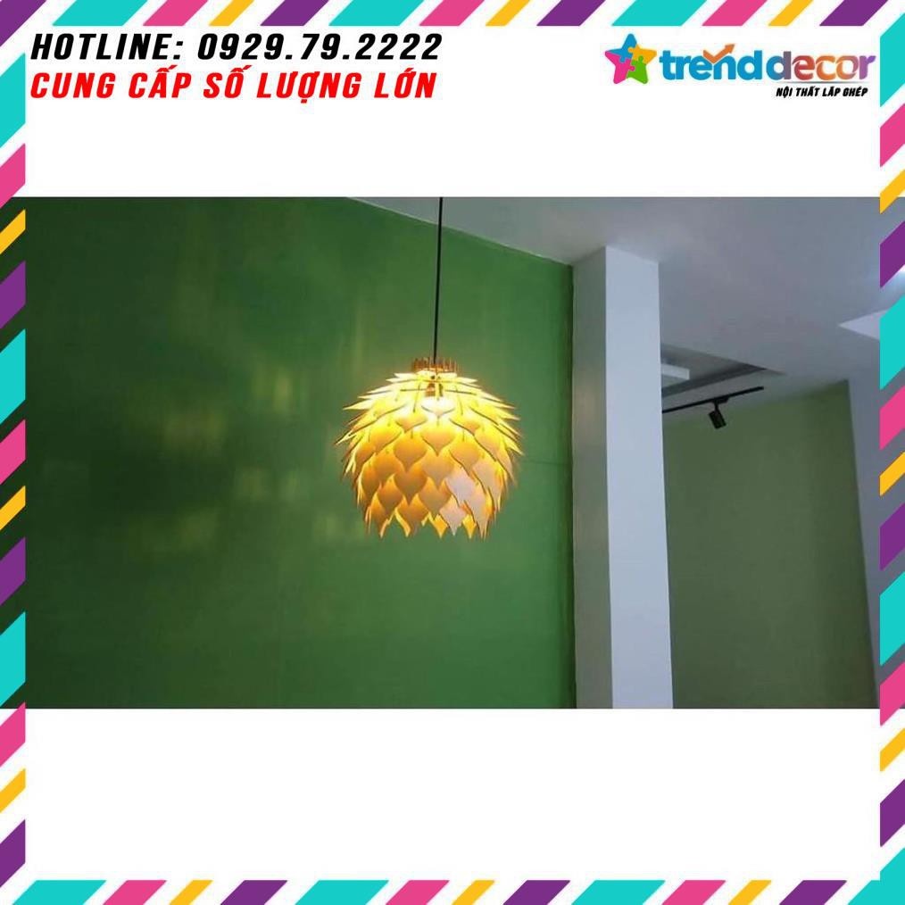 Đèn gỗ đèn trần gia công trang trí phòng khách và Quán Cafe - Trà sữa ( Đèn Atiso cánh nhỏ) TRENDDECOR.vn