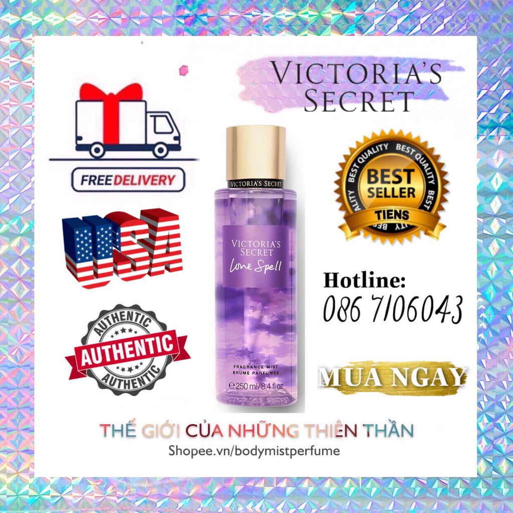 𝗕𝗢𝗗𝗬𝗠𝗜𝗦𝗧⚜️Mẫu thử xịt thơm Body Mist Victoria's Secret -  Love Spell Sunkissed 250ml