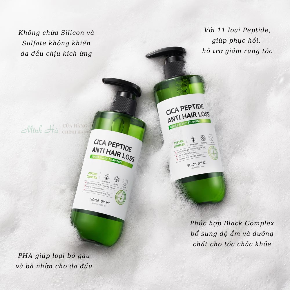 Dầu gội Some By Mi Cica Peptide Anti Hair Loss Derma Scalp Shampoo 285ml giúp giảm gãy rụng và chăm sóc da đầu