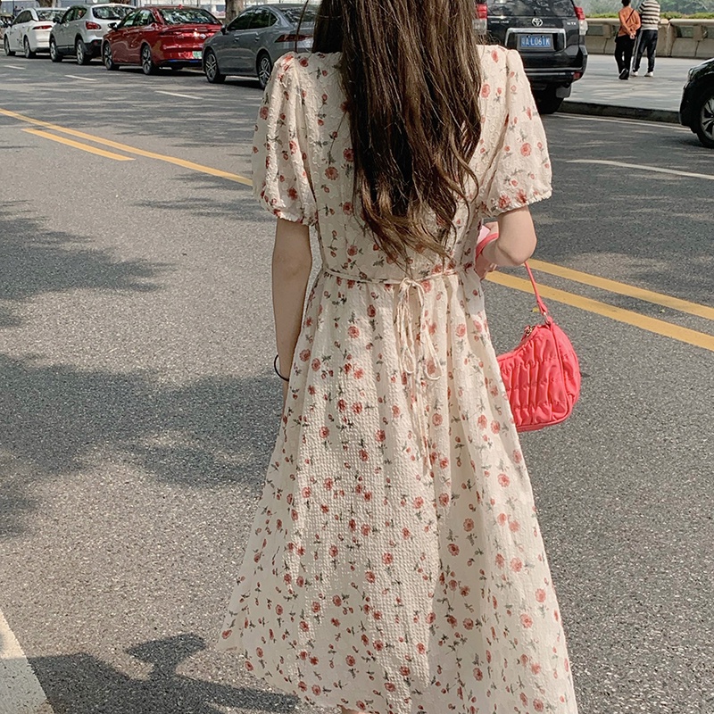 Đầm midi Perty cổ vuông thời trang mùa hè Hàn Quốc ngọt ngào dành cho nữ