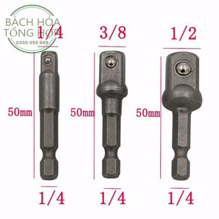 Đầu vặn khẩu, bộ 3 đầu chuyển vặn khẩu cho máy khoan và máy bắt vít