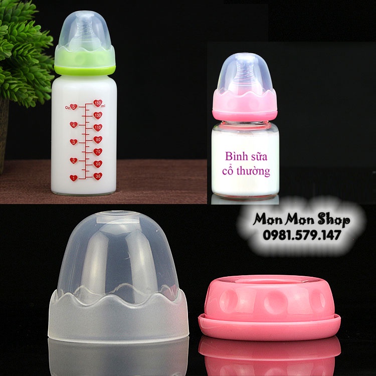 Bộ cổ nối và nắp đậy bình sữa cổ thường / cổ hẹp nhựa PP an toàn không BPA