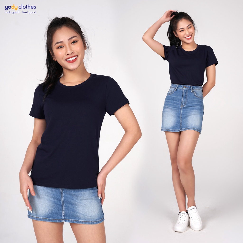 Áo thun nữ YODY Premium trơn, nhiều màu, vải cotton mát mẻ có áo đôi nam nữ TSN5346