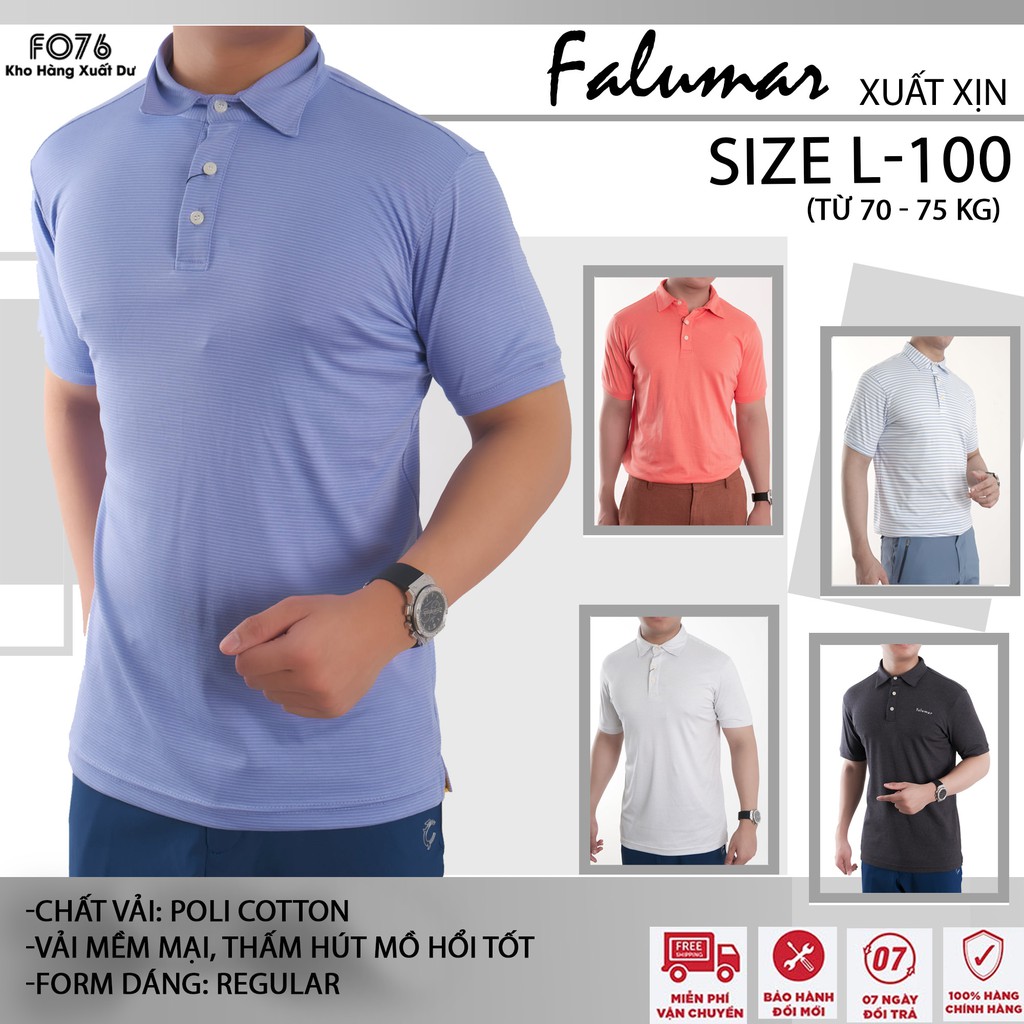 [BIG SIZE] ÁO THUN NAM POLO FA.L.U..MAR VẢI POLI COTTON THOÁNG MÁT - SIZE L - FO76 SHOP