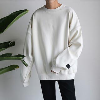 Áo sweater tay dài size lớn màu trơn cho nam