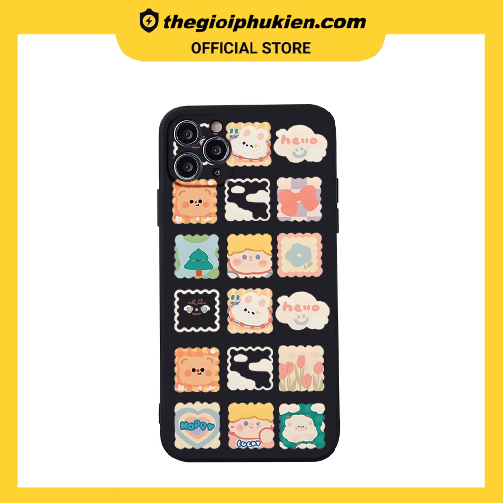 Ốp iphone - Ốp lưng iphone cạnh vuông Tem hello cute dành cho ip 6 đến 14promax - ng043