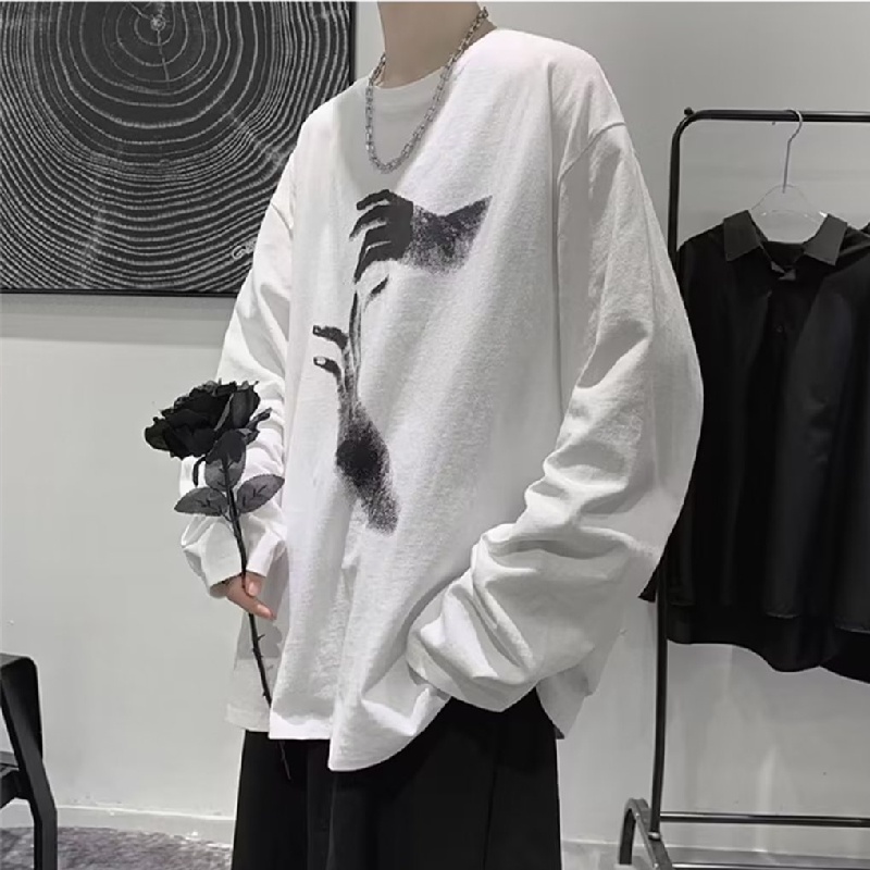 Áo Thun Tay Dài Dáng Rộng In Chữ Hoạt Hình Phong Cách Nhật Bản Thời Trang Cho Nam Và Nữ Size M-5XL