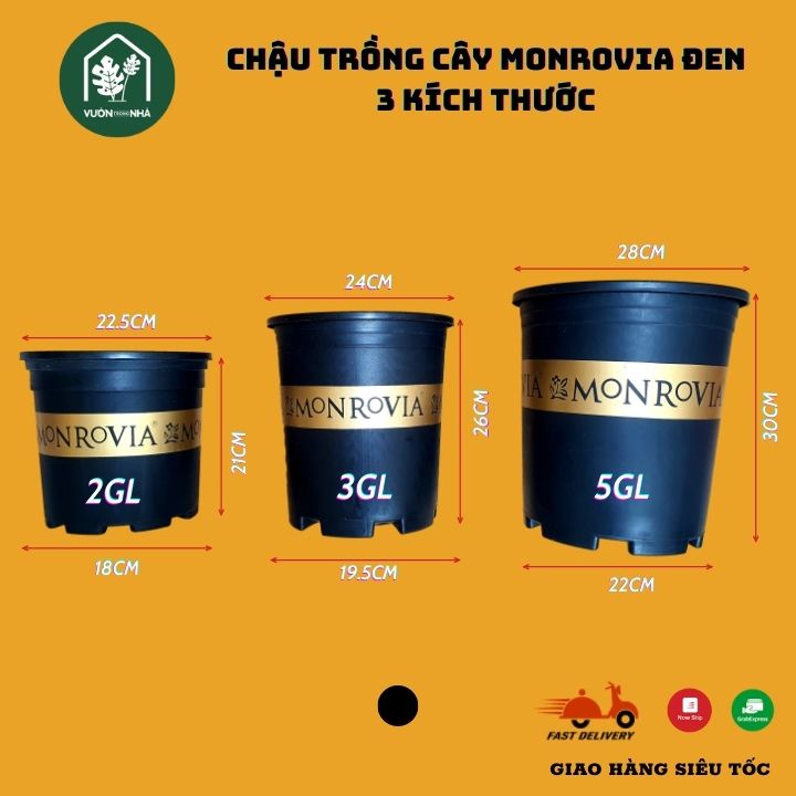 Chậu Monrovia trồng cây 1GL 2GL 3GL 5GL MÀU ĐEN trồng hoa cây cảnh trồng rau