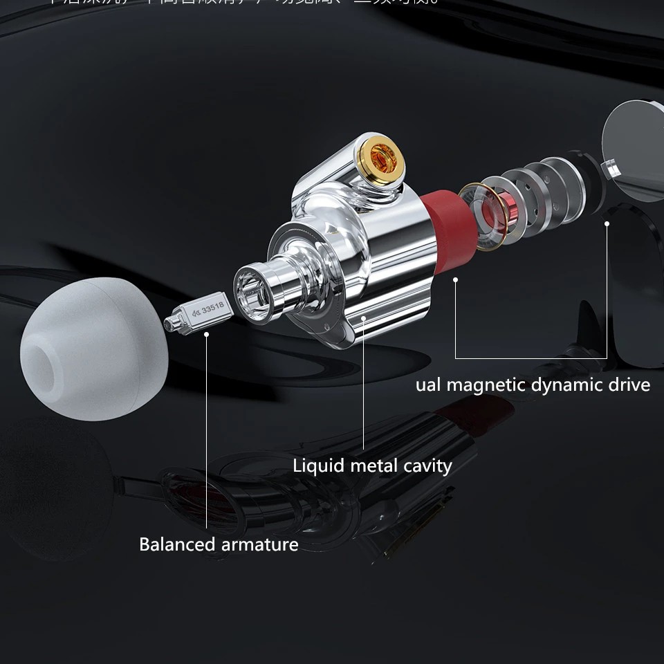 Tai nghe nhét tai kim loại TRN TA1 Drive 1BA + 1DD với cáp Mmcx Trn Vx Ba8 V90S mạ bạc