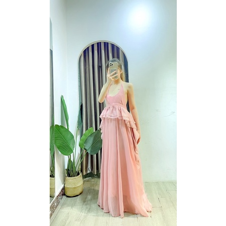 Maxi lady tơ ánh 2 lớp siêu hack dáng