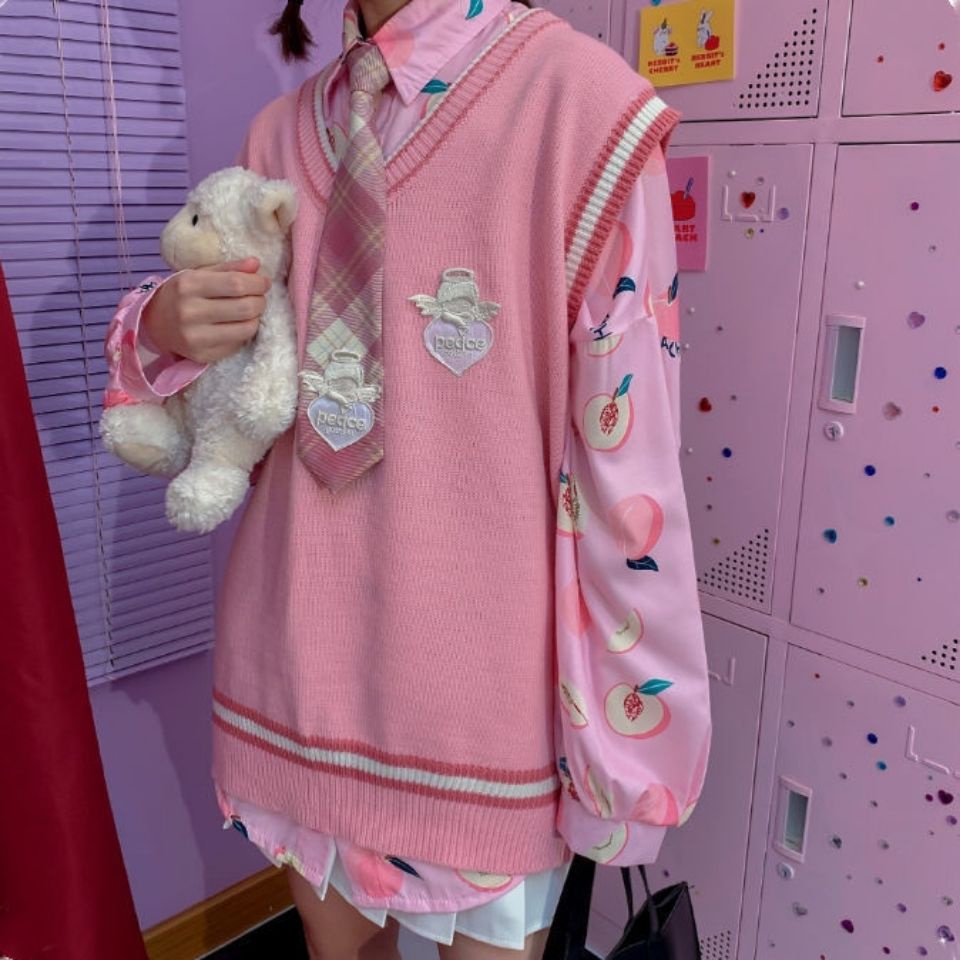 MỚI Áo len không tay cổ chữ V phong cách Hàn Quốc