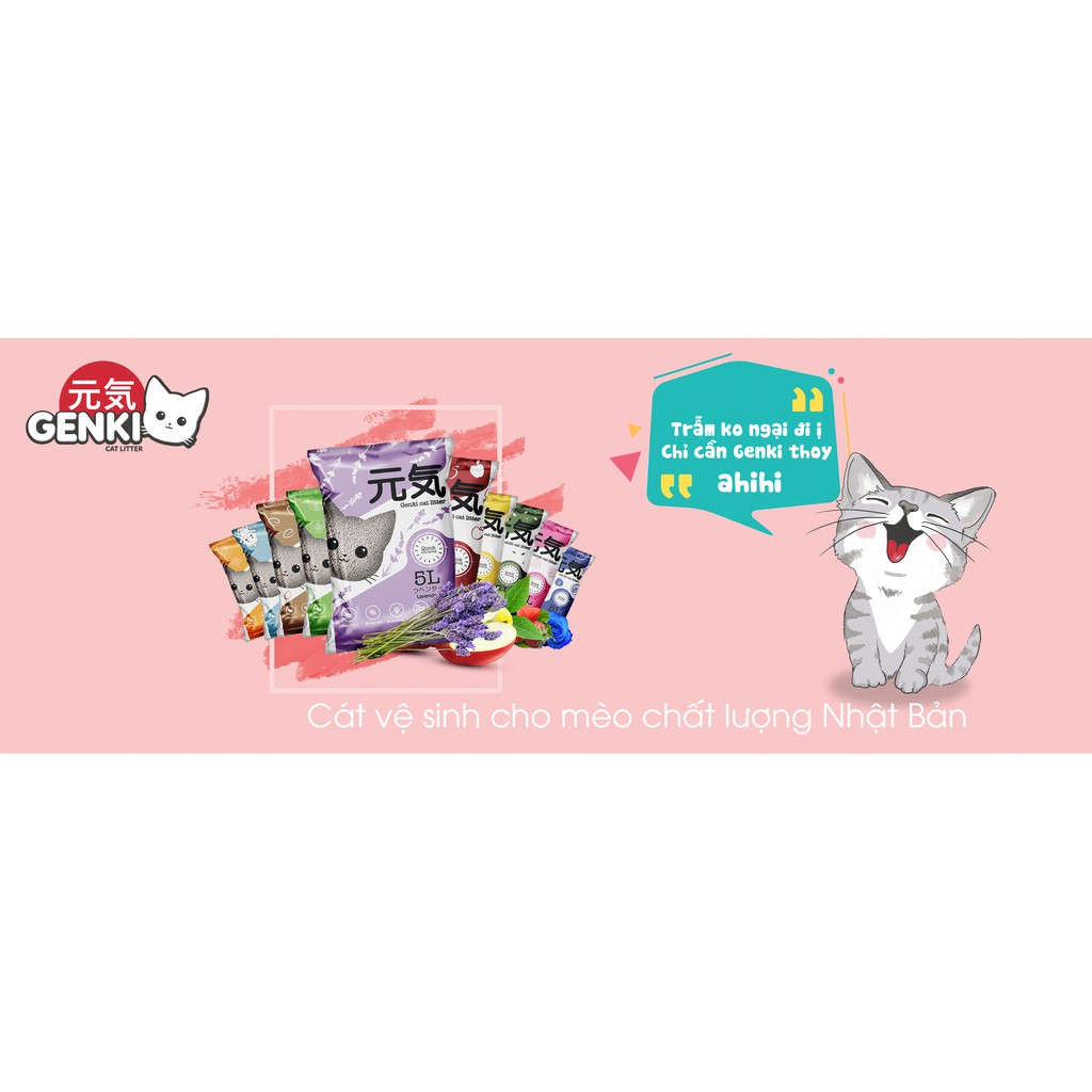 Cát vệ sinh cho mèo Genki - vón cục nhanh - khử mùi tốt
