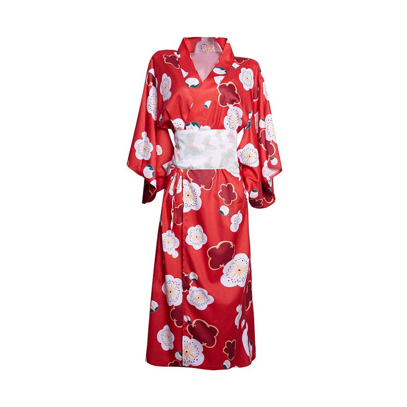 Bộ Đồ Lót Kimono Cổ Chữ V Khoét Sâu In Họa Tiết Hoa Anh Đào Nhật Bản Quyến Rũ Cho Nữ