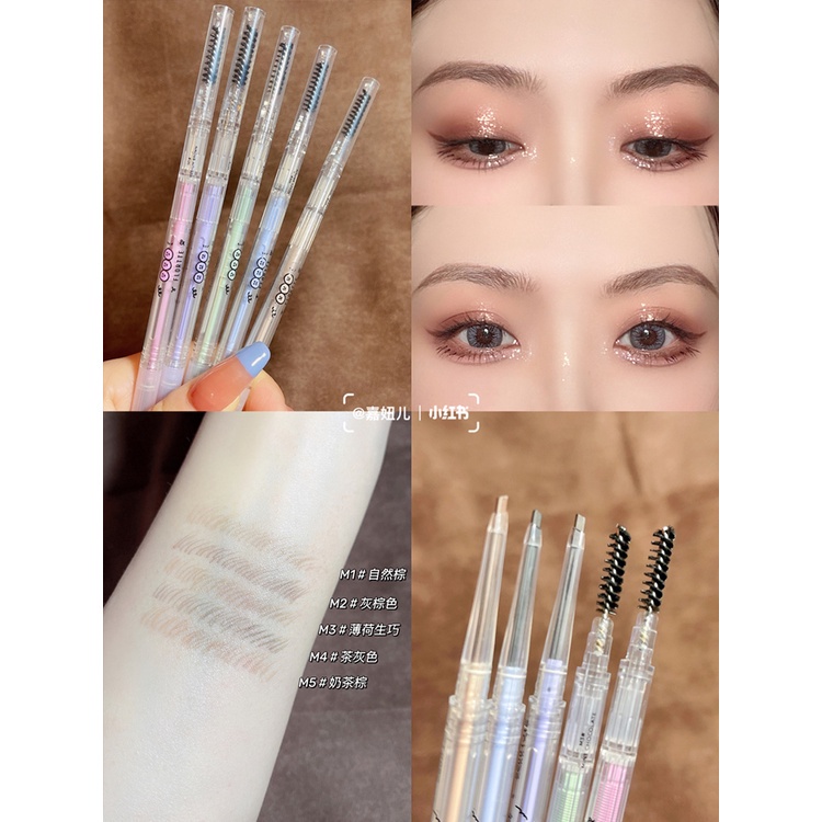 Chì kẻ mày  FLORTTE Bút Kẻ Lông Mày Dạng Phẩy Sợi Chống Thấm Nước Và Mồ Hôi Thiết Kế Hai Đầu Tiện Dụng