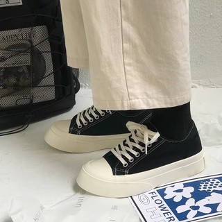 Giày sneaker nữ độn đế vài trơn phong cách hàn quốc