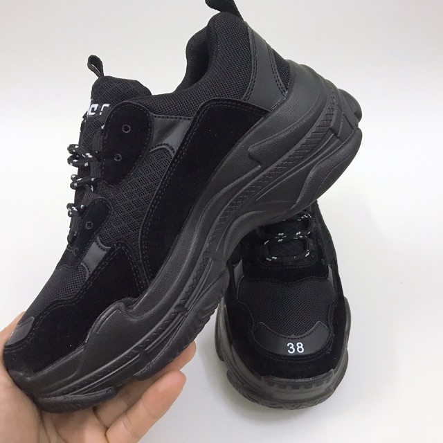 [TẶNG HỘP + LỌ TẨY hoặc TẤT] Giày thể thao nam nữ ulzzang, sneaker 3len trip đen full, size 36 đến 43.     . | BigBuy360 - bigbuy360.vn