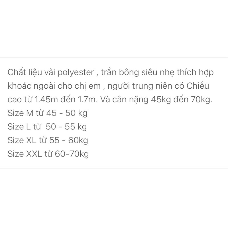 Áo Phao ghile Trần Trám siêu nhẹ . Chất liệu vải polyester , trần bông | BigBuy360 - bigbuy360.vn