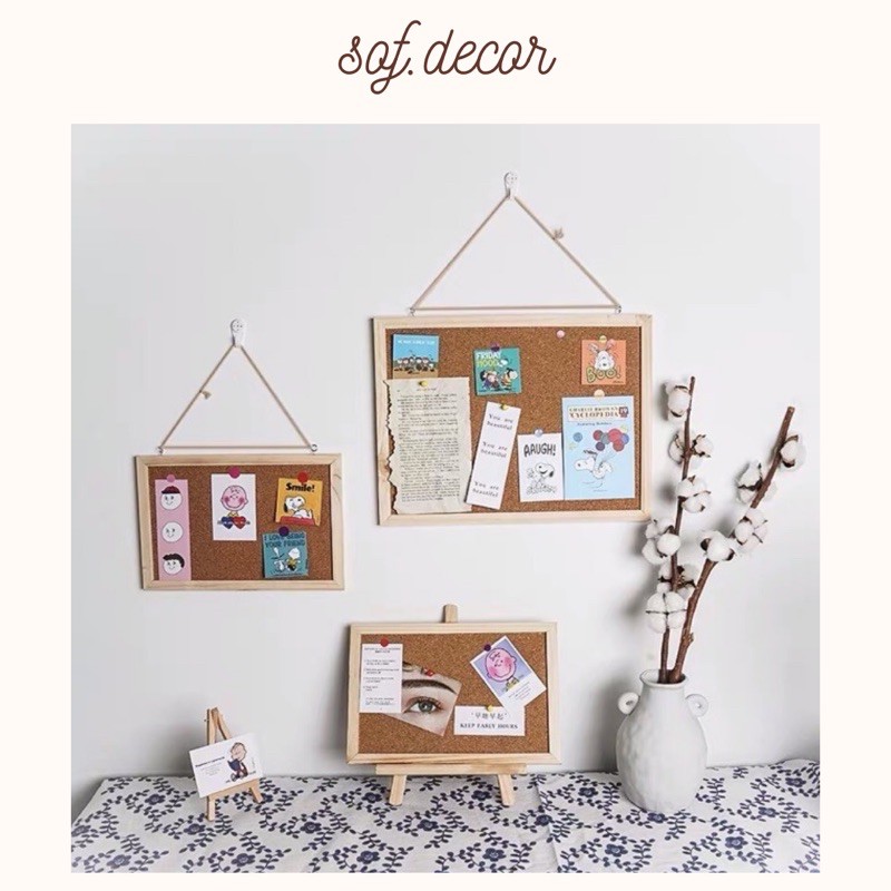 Bảng ghim gỗ bần - Khung bần ghim ảnh vintage - Décor nhà Sò | BigBuy360 - bigbuy360.vn