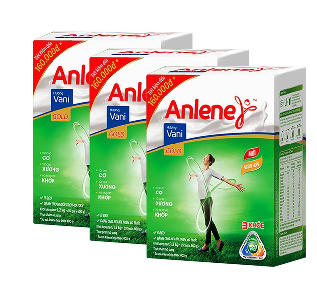 [Tặng ấm đun] Combo 3 hộp giấy Anlene Gold Vanilla MovePro 1.2G (BIB)