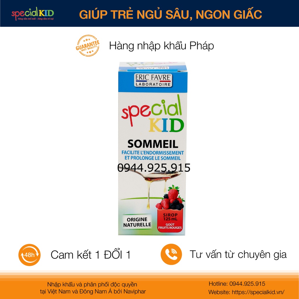 Siro ngủ ngon, giúp trẻ ngủ ngon giấc. hỗ trợ an thần kinh - Special Kid Sommeil - Nhập khẩu Pháp (125ml)